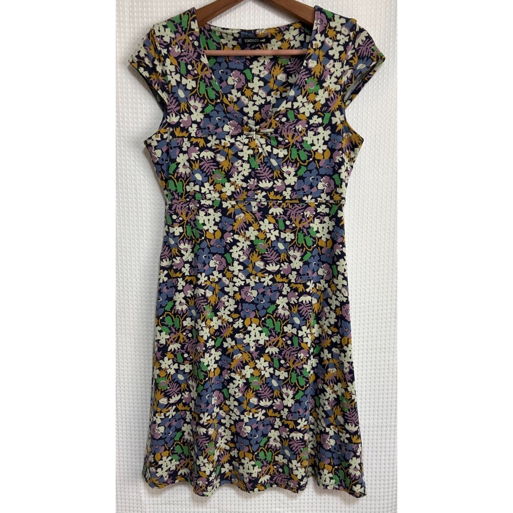 Toad&Co Rosemarie Dress Size M Floral Cap Sleeve Tencel Organic Cotton a1 - Picture 2 of 11